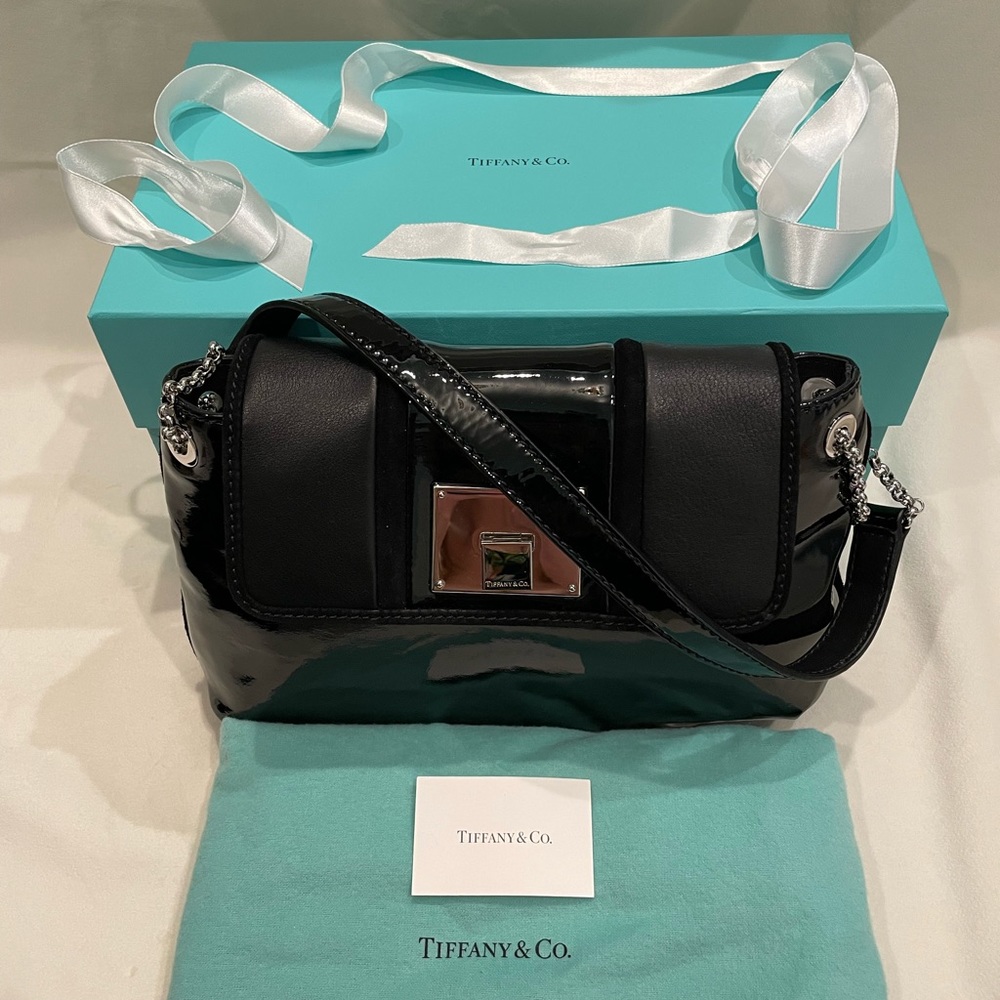 Tiffany & Co. Black Patent Color Handbag With Tiffany Blue Interior - Picture 12 of 12